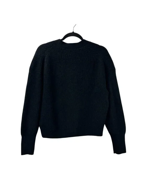 J Crew Women’s Medium Black Alpaca Wool Blend Cropped V-neck Cardigan Sweater - Picture 4 of 16